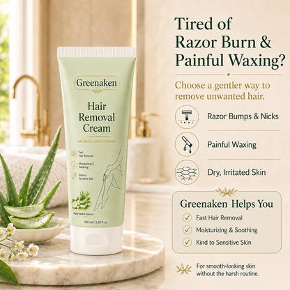 Greenaken™ Natural Gentle Hair Removal Cream | For Women & Men, Sensitive Skin