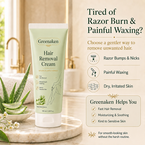 Greenaken™ Natural Gentle Hair Removal Cream | For Women & Men, Sensitive Skin