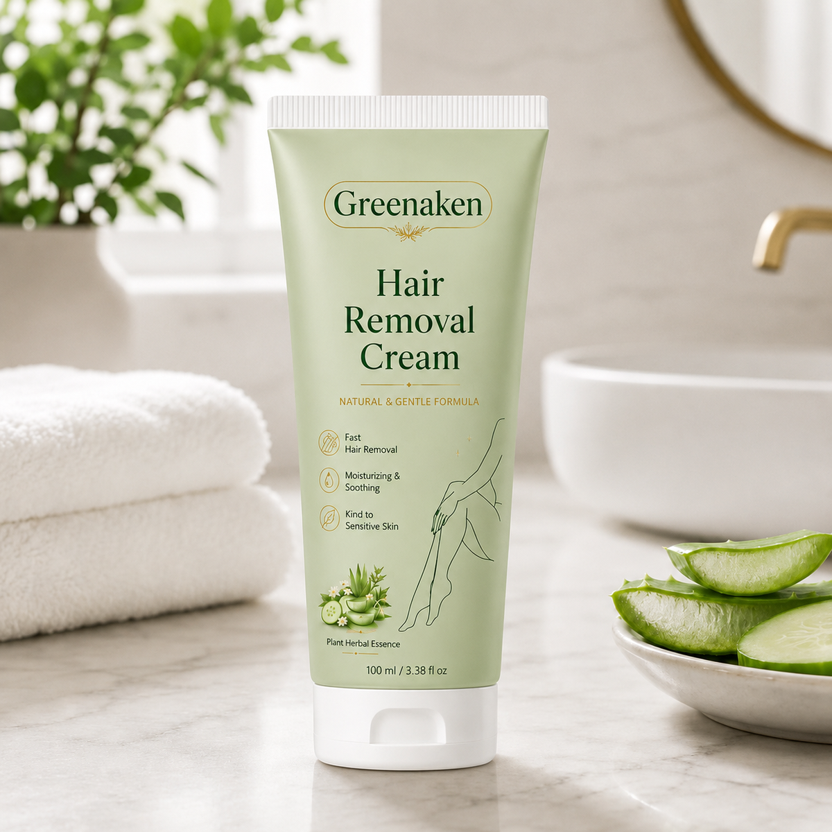 Greenaken™ Natural Gentle Hair Removal Cream | For Women & Men, Sensitive Skin