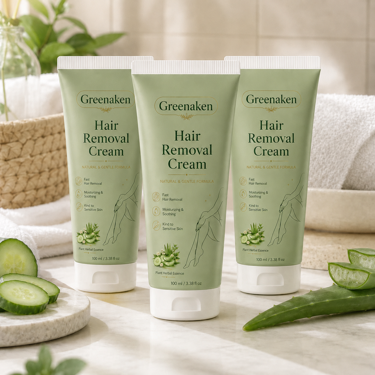 Greenaken™ Natural Gentle Hair Removal Cream | For Women & Men, Sensitive Skin