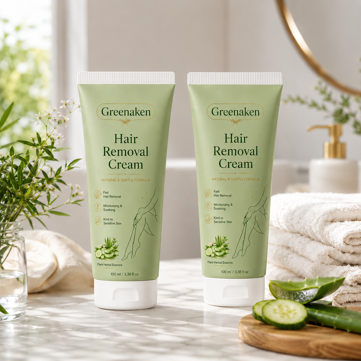 Greenaken™ Natural Gentle Hair Removal Cream | For Women & Men, Sensitive Skin